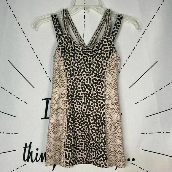 Lululemon Happy Strappy Ace Animal Print Spot Grain / Dottie Dash Activewear Top - Picture 2 of 7